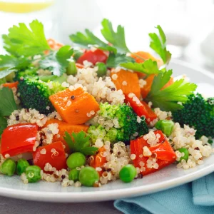 Steamed Quinoa and Vegetable Salad  (Kino ak Salad Legim)